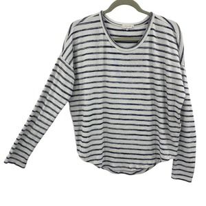 Rag & Bone Long Dolman Sleeve Top White Blue Striped Round neck Pullover Medium